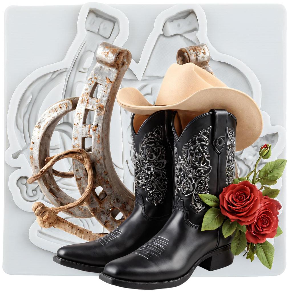 Horseshoe Hoof Silicone Molds Cowboy Boot Fondant Mold Cake Decorating Tools Cupcake Topper Candy Chocolate Gumpaste Mold