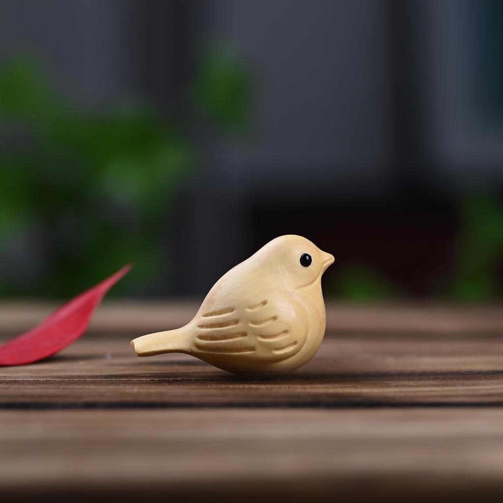 Magpie Creative Bird Wood Carving Cute Pet Handicrafts Small Ornaments Wood Carving Wooden Zodiac  Decorative Figurines