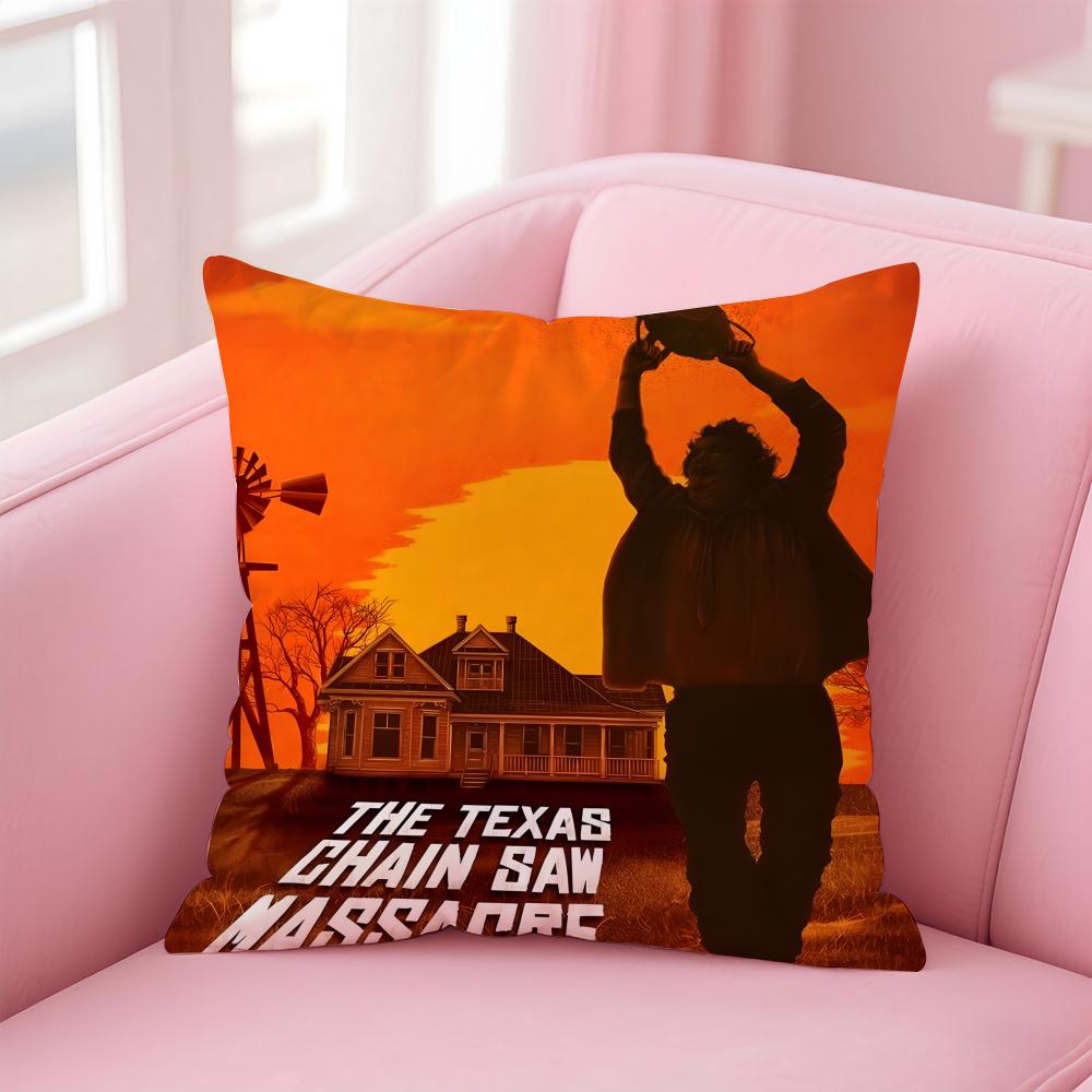 TThe Texas Chainsaw Massacre Cushion Cover Pillowcase Short Plush Invisible Zipper Room Sofa Cushion Cover