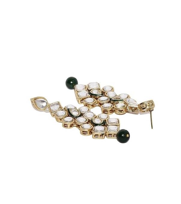 Latest Stylish Design Fancy Kundan Jewellery Set for Women (Green)