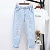 4XL 5XL Übergröße Jeans Damen High Waist Denim Hose Locker Loch Ripped Jeans Für Damen Gewaschen Sommer Herbst Jean Femme C7419