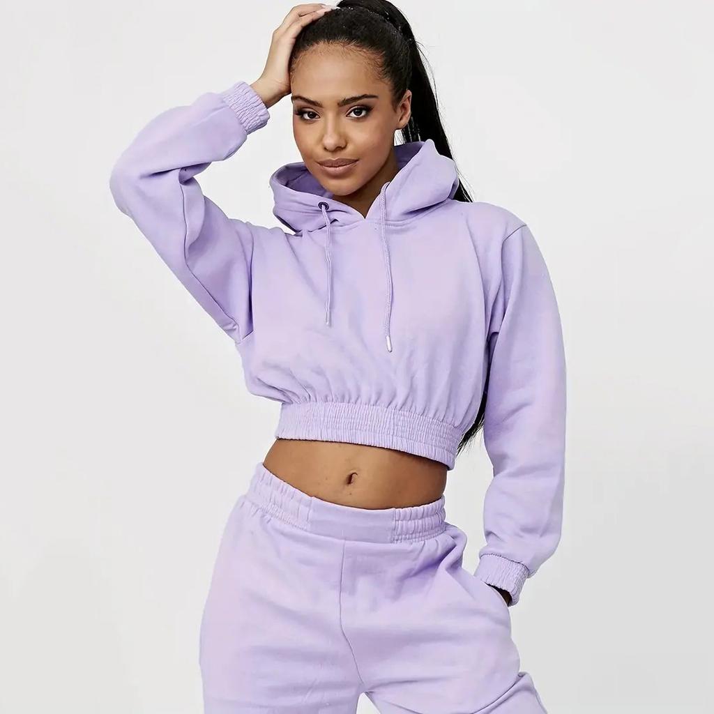 1116 European and American women's clothing velvet urban leisure sports leisure drawstring hooded trousers set