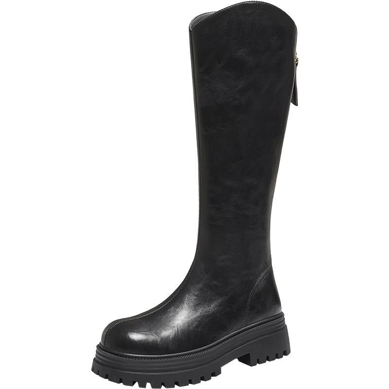 TATA Women s Chunky Heel Elastic Long Boots 37