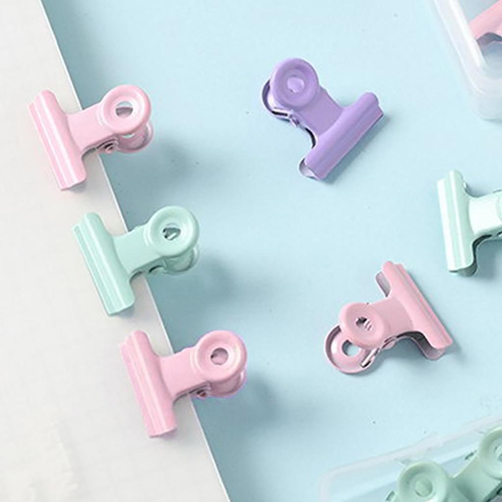 8pcs Metal Hinge Clips Rounded Head Rust Prevention Bull Binder Clamps File Clamps for Ticket Test Paper Sakura Roseate