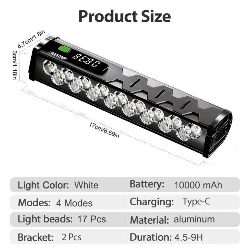 Luce per Bicicletta Anteriore 17 LED 25500 Lumen Luce Bici 10000mAh Torcia Impermeabile Ricarica USB Lampada per Ciclismo MTB Strada Accessori