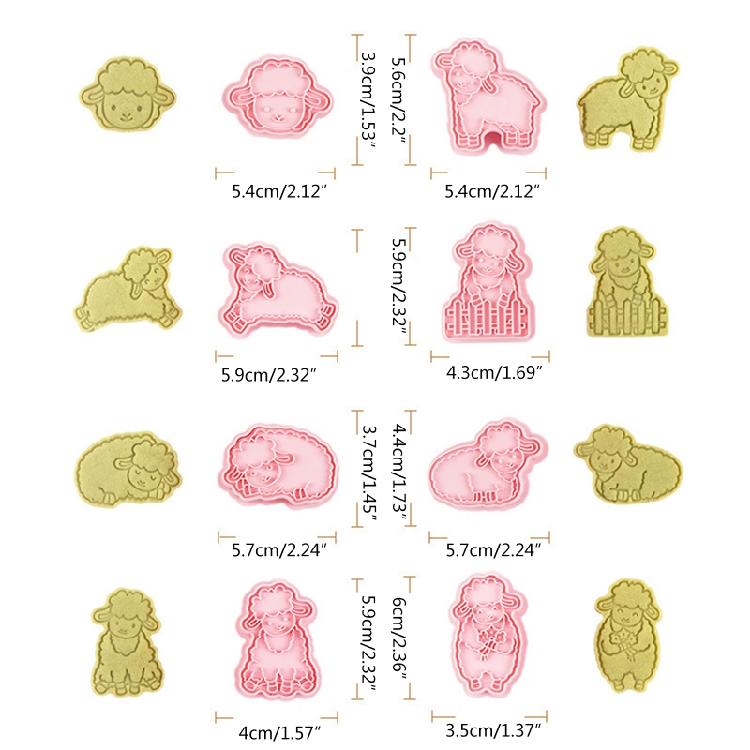 8 Pieces Cookie Cutters Sheep Shaped Biscuit Mold Kitchen Tools Plastic Material