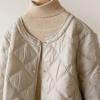 Quilted Line Small Fragrance Cotton Coat for Womens Lightweight and Versatile Intellectual Temperament Thin Cotton Coat