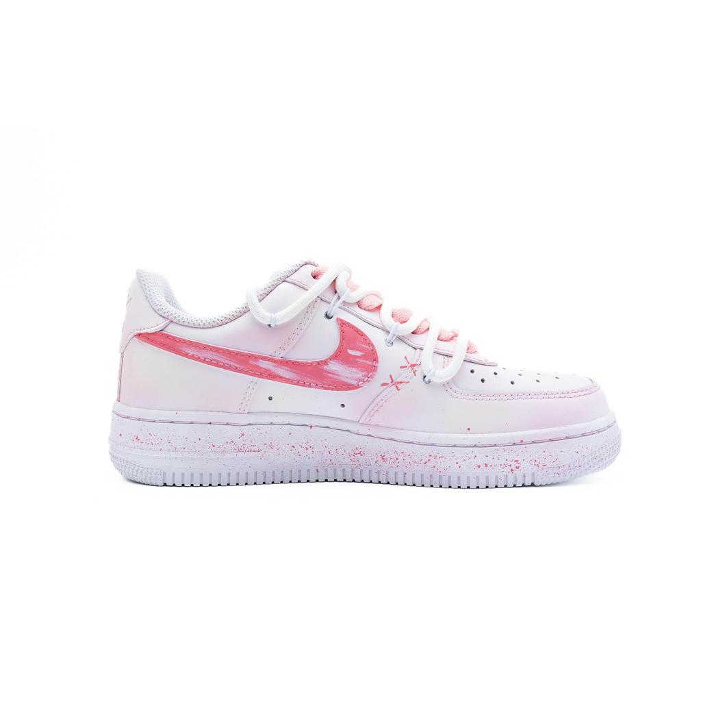 Nike Air Force 1 Pink Ink Fantasy Slip Resistant Abrasion Resistant Low Top Skateboard Shoes Men's White Pink CW2288-111(Team240-)