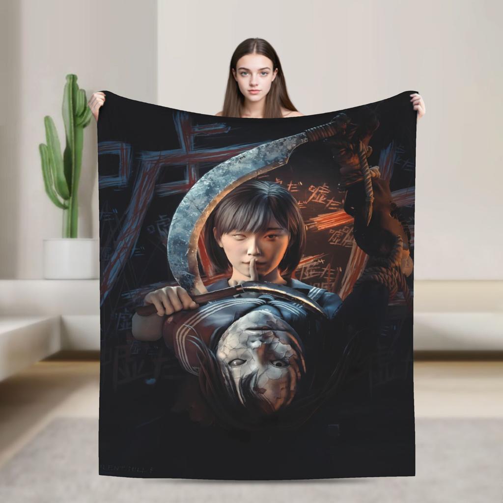 Silent Hill F Blanket Horror Game Super Warm Funny Plush Throw Blanket For Couch Bed Camping Flannel Bedspread Bed Cover