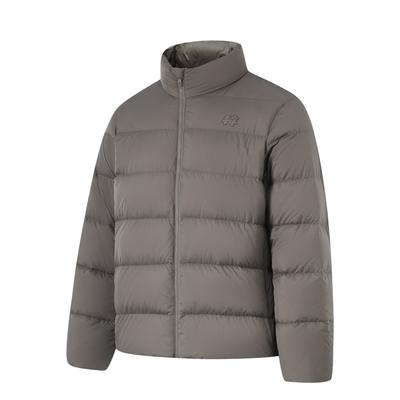 Li Ning China Color Series Einfarbig Stehkragen Reißverschluss Langarm Daunenjacke Herren Oberbekleidung Baumgrau Braun AYMU353-4