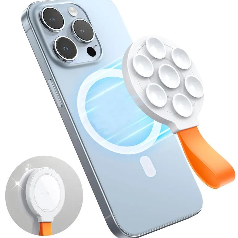 

Портативный магнитный держатель для телефона на присоске, силиконовый чехол-подставка для телефона на присоске, держатель для телефона для душа с зеркалом для рук белый