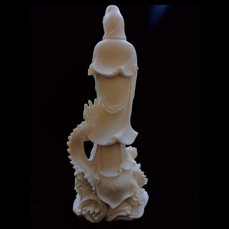 Resin Dragon Guanyin Bodhisattva Statue -China Buddhist Figure Sculpture- Home Room Office Feng Shui Statue