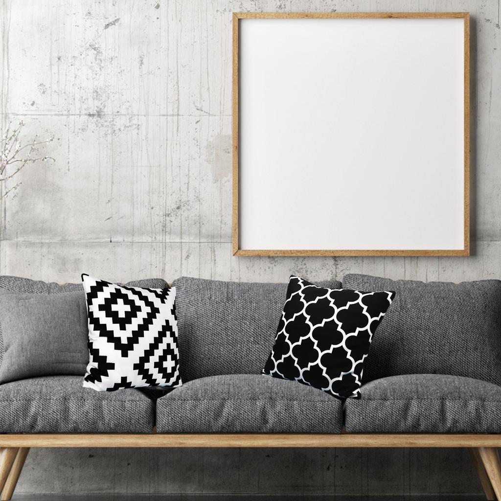 6Pcs Black White Geometric Pillow Covers 18X18 Inches Simple Black White Geometric Pattern Pillowcase Boho Decorative Cushion Co