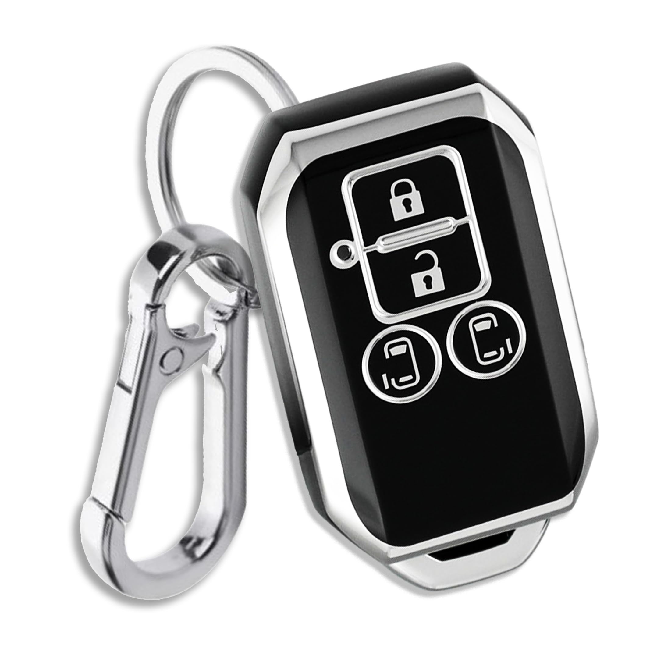 

TPU Key Case with Keychain and Compatible with Suzuki Swift Spacia Solio MA Wagon R Black [FRACTAL CREATION] Cover/Key (Stylish Cute) ZC/ZD series,