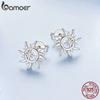 Bamoer Solid 925 Sterling Silver Chic Sun Stud Earrings Dainty Casual Earrings for Women Hypoallergenic Jewelry