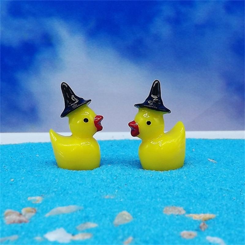 50Pcs Resins Duck Minaiture Statue With Witch Hat Halloween Gift For Moss Terrariums Display Garden Landscape Ornaments