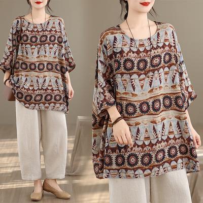 DIMANAF Plus Size New T-Shirt Women Oversize Flower Print Loose Casual Lady Tops Tees Shirts Summer 2026