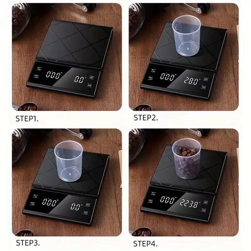 3kg/0.1g Koffieweegschaal met Timer Keukengereedschap Digitale Multifunctionele Weegschaal Pour Over Drip Espresso Weegschaal LCD-display