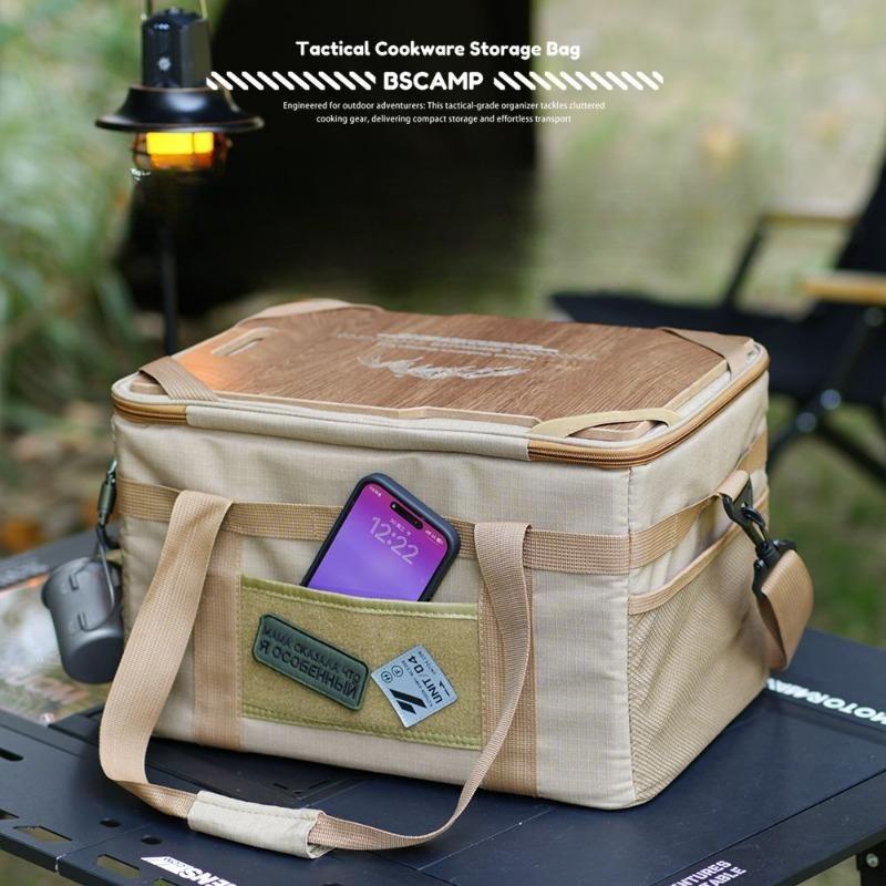 Outdoor multi-functional camping tactical storage bag with tabletop, portable handheld gear, outdoor accessories bag