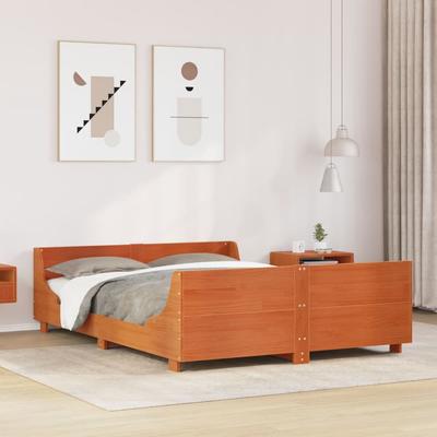 Vidaxl Bed Frame Without Mattress, Waxed Brown, 160X200 Cm, Solid Pine