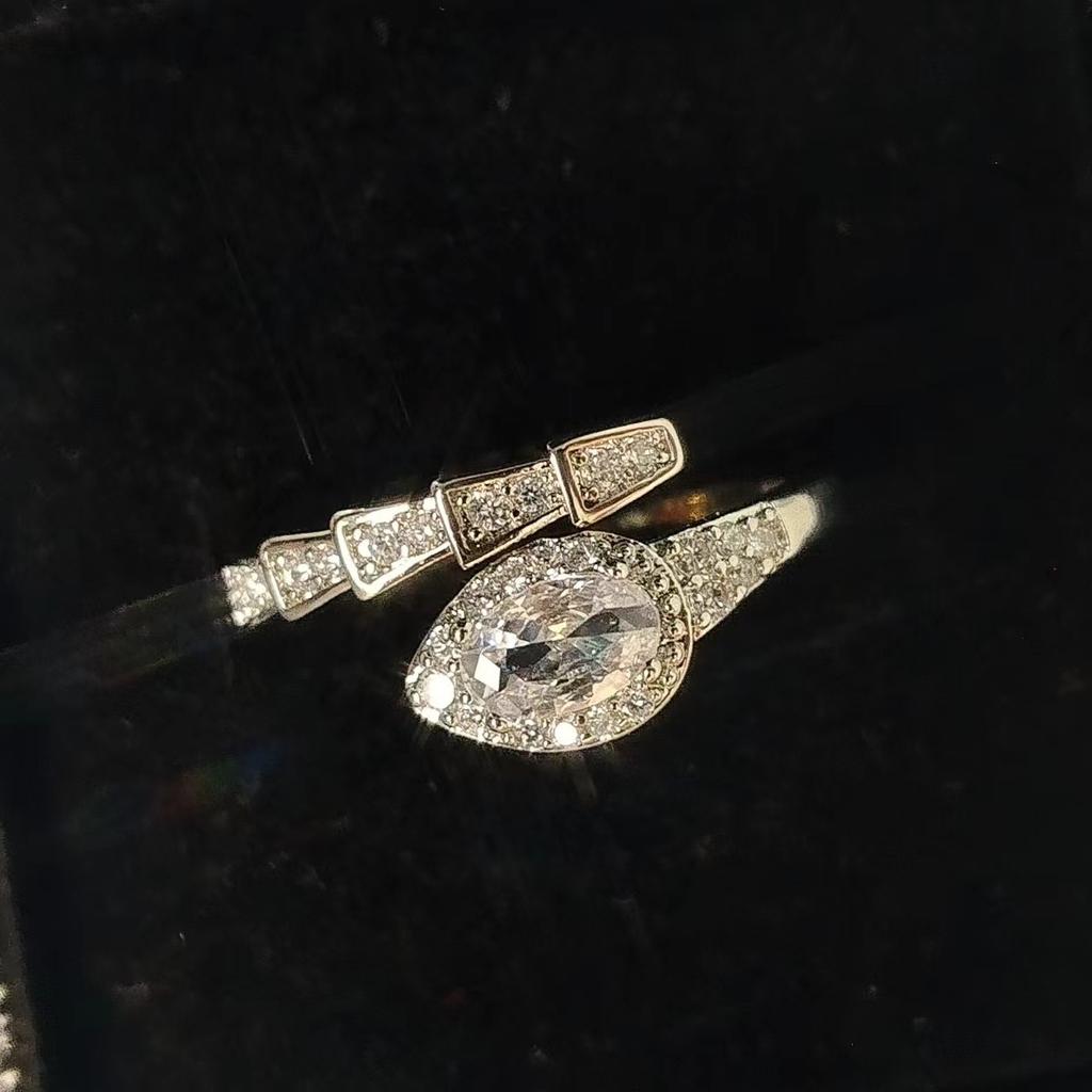 Jewelry Oval Egg Zircon Snake Ring Inlaid Egg Surface Zircon Snake Ring Ring