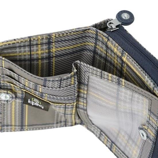 Kipling Official Japan Limited MONEY LOVE Blue Grey Plaid KI6791S6Z 0.01 Womens Bi-fold Wallet