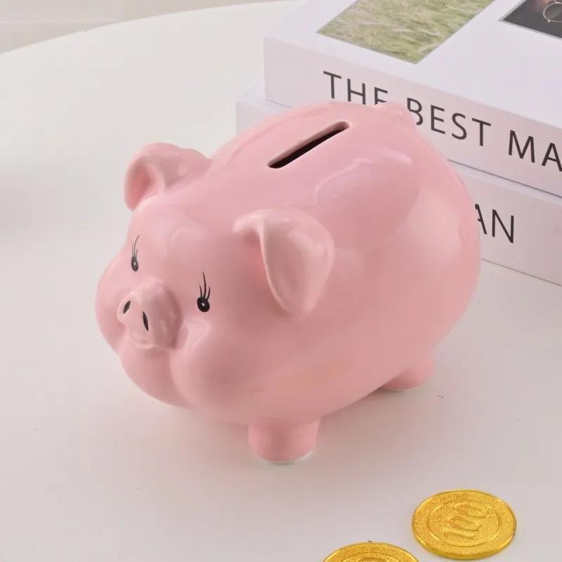 Pink Money Box Coin Ceramic Secret Kids Saving Hidden Safe Pig Piggy Bank No Exit Porcelain Storage Piggy Bank Money Box ZG111