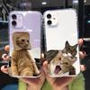 Funny Cute Cartoon Cat Transparent Phone Case for IPhone 13 15 12 11 14 Pro Max 13 12Mini X XS XR SE 14 Plus Cover Shells Fundas