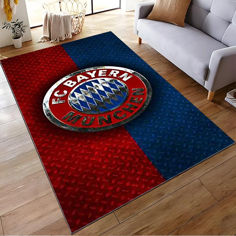 "FC Bayern Munich Logo Carpet, Red and Blue Background Design" Suitable for Use As an Anti-slip for Living Room Bedroom Sofas