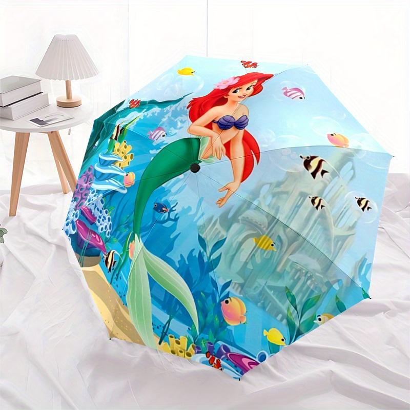 

1pc Mermaid Fantasy: Automatic Opening/Closing Umbrella with Portable Tri-Fold Design, 8-Bone Iron Frame - Perfect Outdoor Gift for Fans, Tr