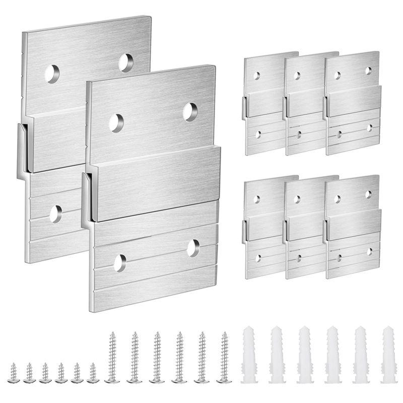 

AEE4-1 Set 5In French Cleat Hanger Heavy Duty Metal Hanger Photo Rack Art Frame Wall Hardware Z-Barfor Hook Mirror Easy To Use срібний