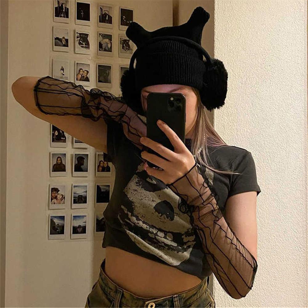 1 Pair Women Sexy Elastic Sleeve Driving Gloves Long Fingerless Fishnet Arm Sleeve Mittens Covered Summer Sunscreen Lace Gloves