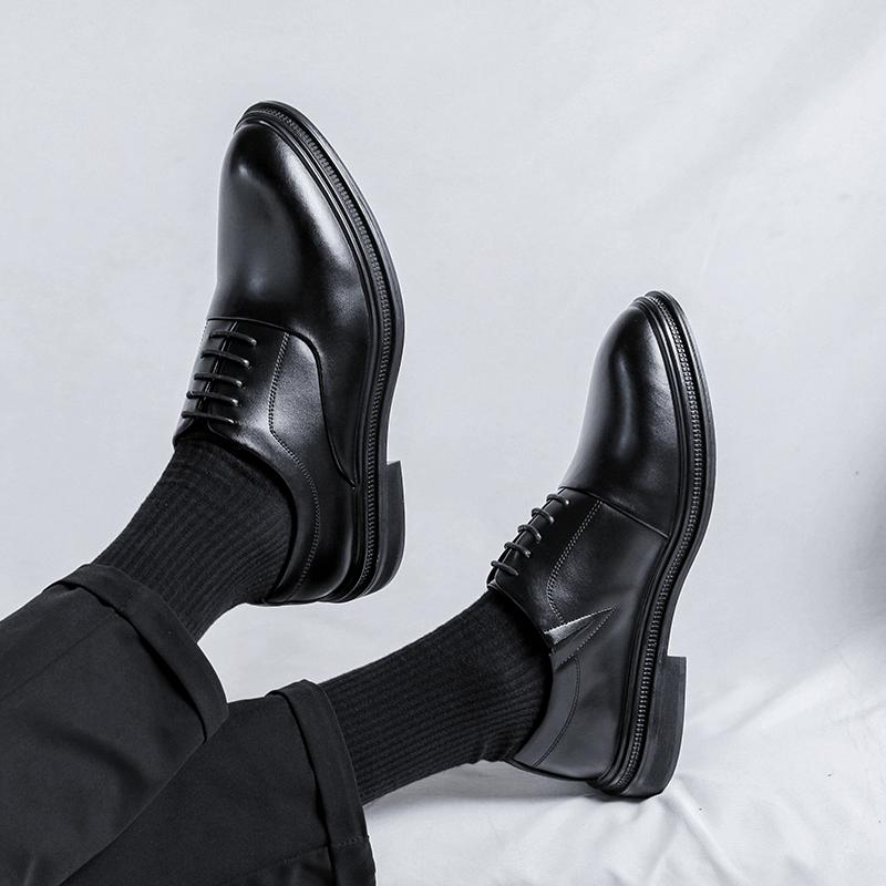 Fashion New Men's Leather Casual Shoes Handmade High Quality Casual Oxford Business Work Shoes Lace-up Comfortable Man Walking Footwear