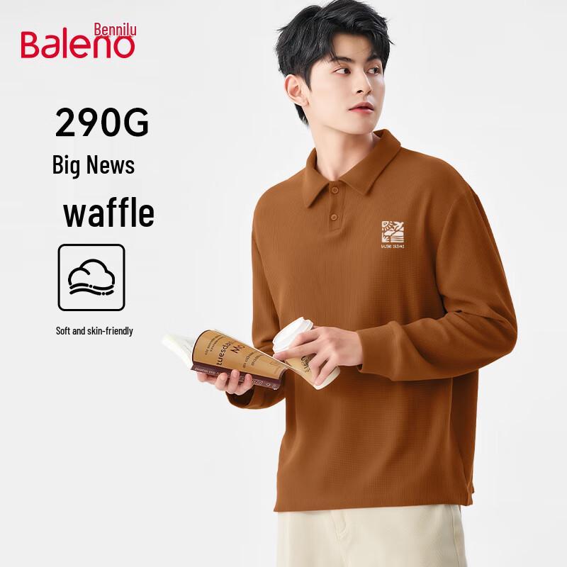 Baleno Men s Waffle Knit Heavyweight Long-Sleeve Polo Shirt M