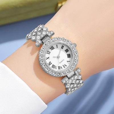 Ensemble de bijoux de luxe en strass brillant pour femmes, cadran rond, montre à Quartz, breloque, collier, boucles d'oreilles, ensemble de bagues, 5 pièces/ensemble