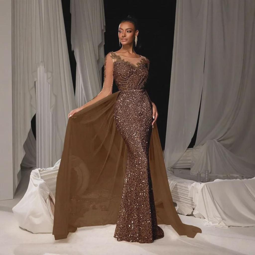 Elegantní dlouhé krajkové večerní šaty pro evropské a americké dámy z roku 2025