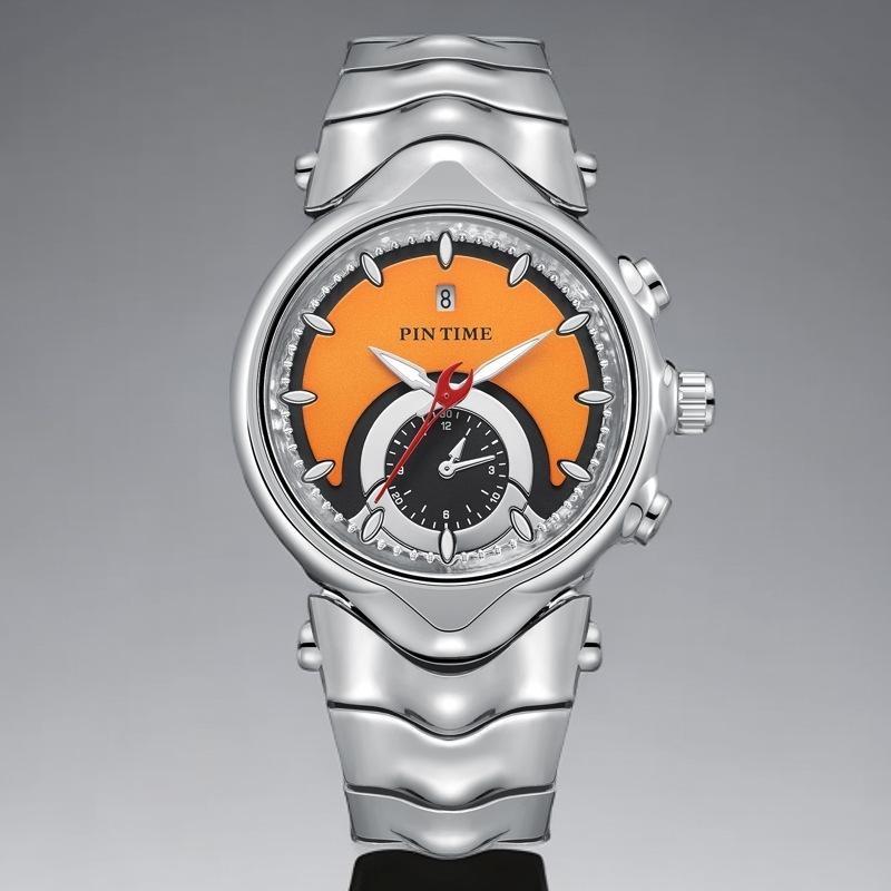 PINTIME Y2K Creative Retro Style Luxury Men's Waterproof Luminous Stainless Steel Watch Fashion Punk Date Quartz Watches
