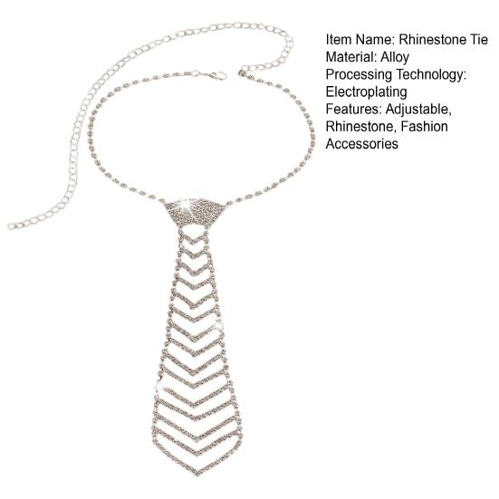 Rhinestone Necktie Adjustable Men Women Wedding Halloween Costumes Cosplay Prom Party Sparkling Rhinestone Tie Fashion Accessories