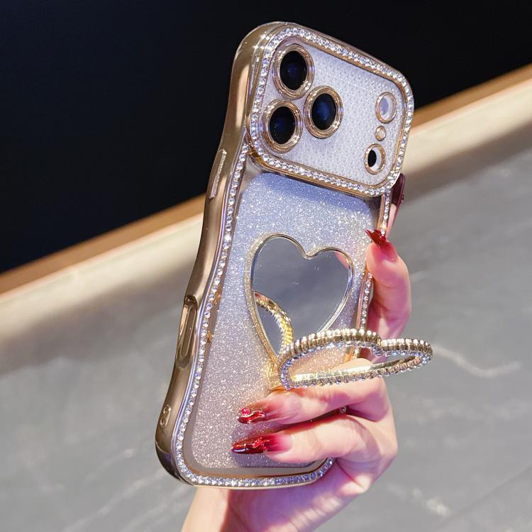 Star‑Diamond Electroplated Glitter TPU Phone Case Rhinestone‑Decorated Mirror‑Kickstand Anti‑Drop Protective Shell For iPhone
