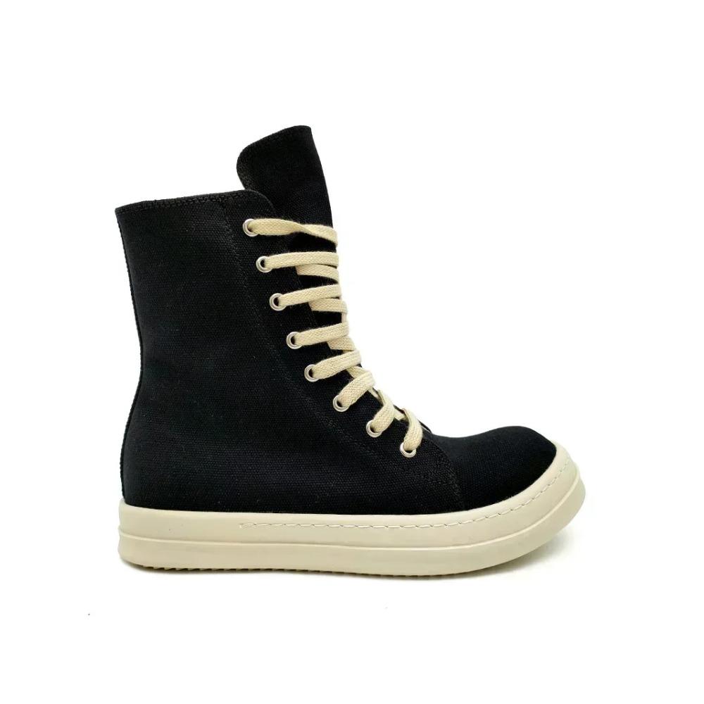 Quality Designer High Top Board Shoes Thick Sole Brand  Heightened Black Shoes Versatile Canvas Shoes Women's Boots