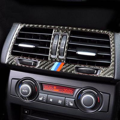 Carbon Fiber Car Rear Air Conditioner Outlet Vent Panel Cover Stickers For BMW X5 E70 X6 E71 2008-13 Auto Interior