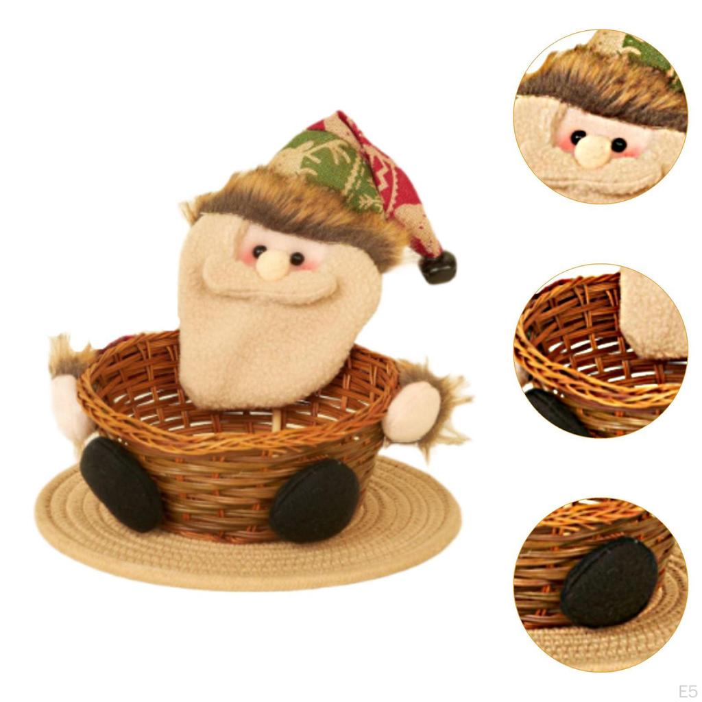 Christmas Basket Candies Cookies Holder Food Bread Portable Party Decor Snack Tray Table