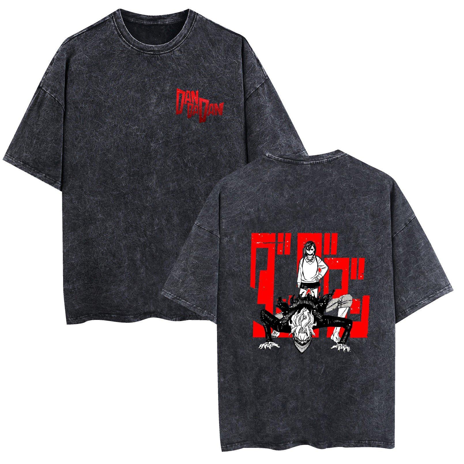 Duoxingbao Anime DANDADAN washed retro tees pure cotton breathable street fashion  Highnd Luxury hot product Oversized Unisex M