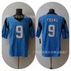 Mens Carolina Panthers 9 Young Retro Rugby Jersey Cotton T-Shirt Fan Apparel