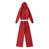 Airy Knit Set: Hooded Zip-Up Sweatshirt & Casual Low-Waist Wide-Leg Pants
