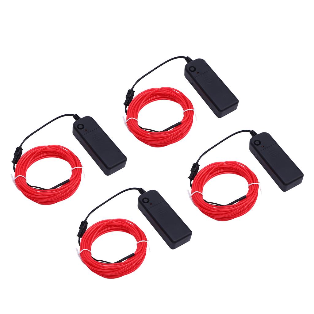 4PCS Neon Lights Strip 16.4ft Length Pink Portable Battery Pack 360 Degrees  Cuttable Glowing Rope Light
