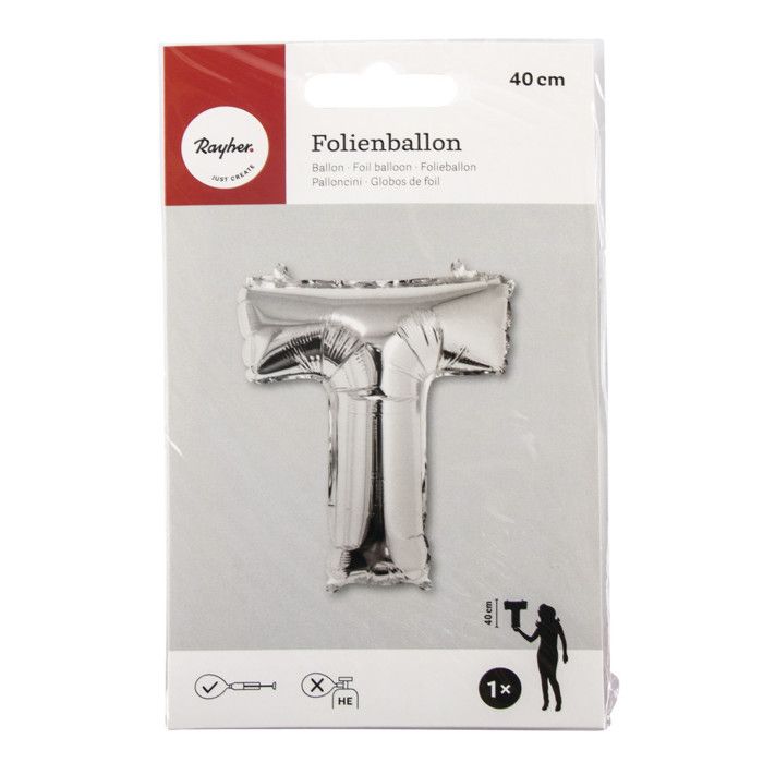 Ballon Lettre T, 40cm, 1pce. , argent