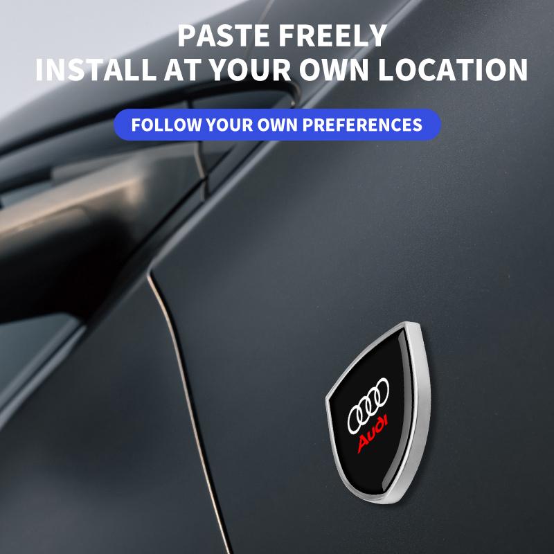 3D Metal Car Body Fender Emblem Shield Stickers Decor Auto Accessories For Audi A1 A2 A3 A4 A5 A6 A7 A8 Q1 Q2 Q3 Q4 Q5 Q6 Q7 Q8 B5 B6 B7 B8 C5