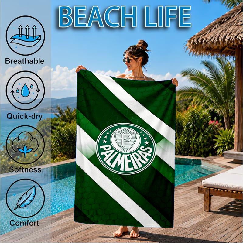 Fc Crest Design Printed Microfiber Beach Towel, Soft And Absorbent, Quick-Dry, Ideal for Summer Travel, Beach Essential, Swimming Pool