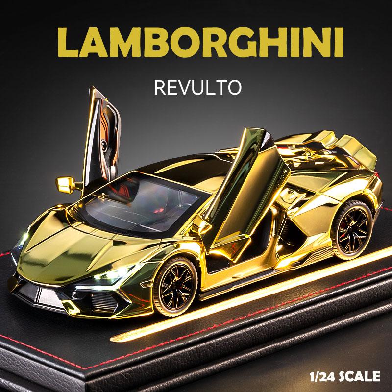Simulation 1/24 Lamborghini Revuelto Super Car Model with Sound Light Children Boy Birthday Gift Miniature Voiture Home Decor